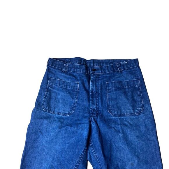 Vintage 70s Military Denim Flared Bell Bottoms Pants Jeans 36 - Picture 2 of 7